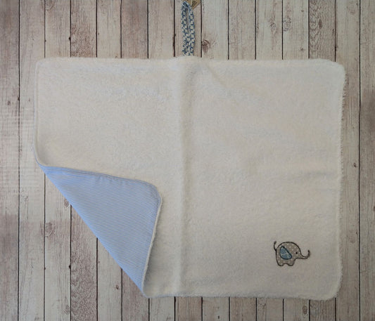 Asciugamano double face con asoletta – elefantino ricamato, per asilo o casa
