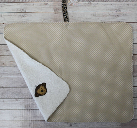 Asciugamano double face con ricamo di scimmietta