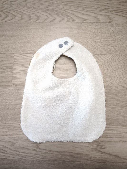 Bavaglino cerato bianco con scimmiette - retro in spugna