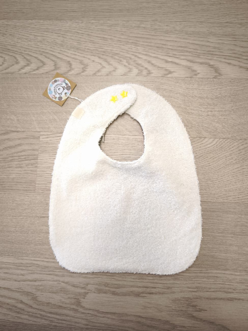 Bavaglino cerato bianco con uccellini - retro in spugna