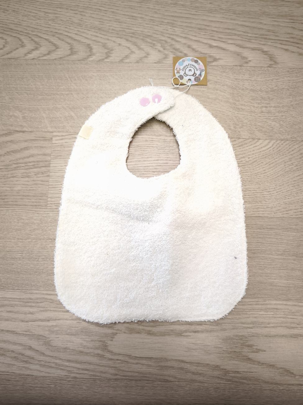 Bavaglino cerato bianco con uccellini - retro in spugna