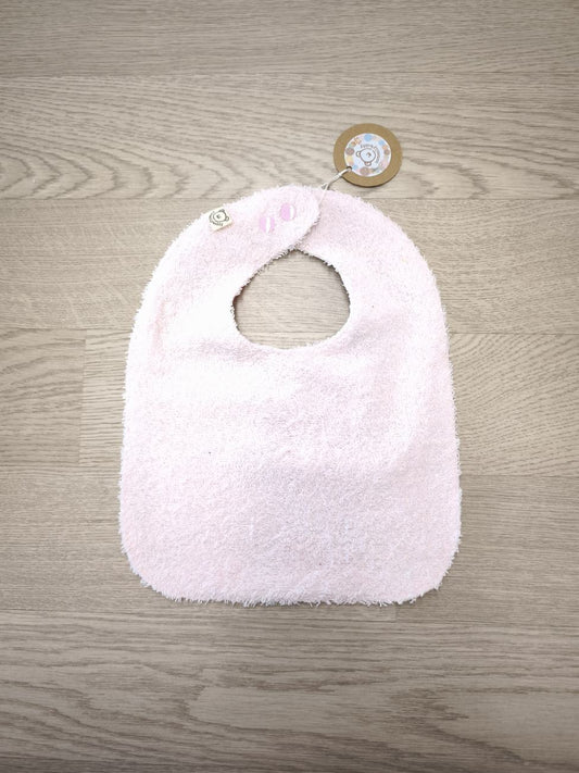 Bavaglino cerato bianco con uccellini - retro in spugna