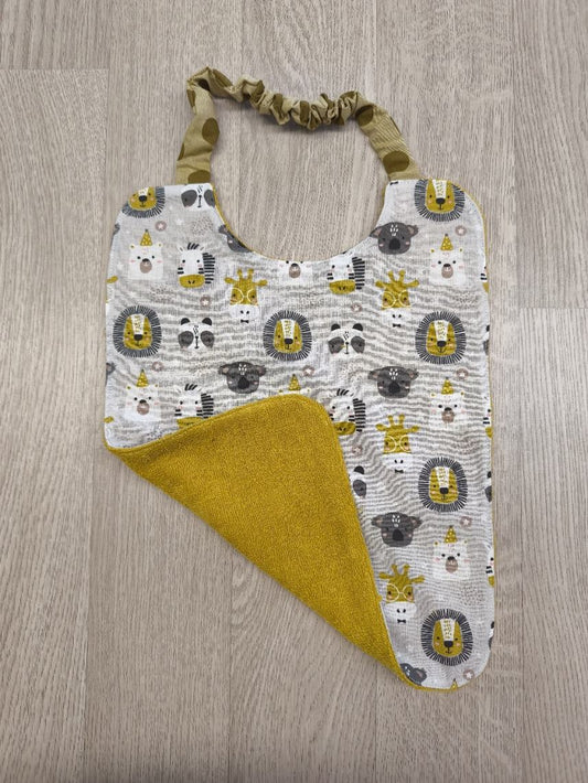 Bavaglino con elastico per asilo o per casa - animaletti della savana