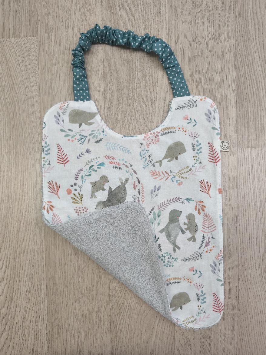 Bavaglia con elastico per bimbi - balene e foche