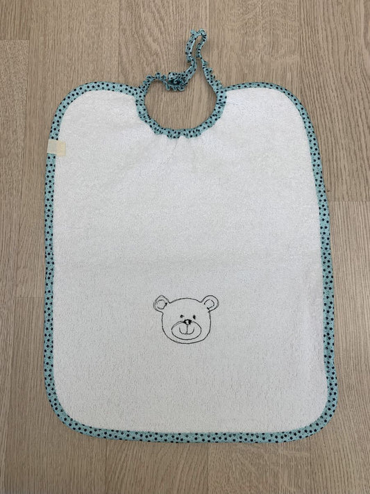 Bavaglino con elastico per asilo con ricamo di orsetto