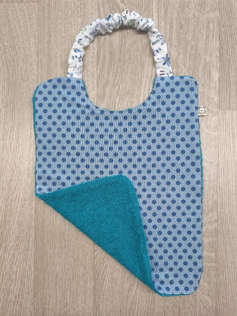 Bavaglia con elastico per bimbi - pallini blu