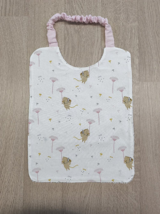 Bavaglino double face con elastico per bambina - topoline