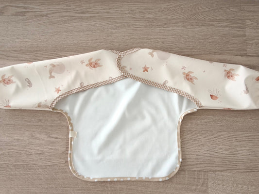 Bavaglino cerato con maniche - animaletti marini