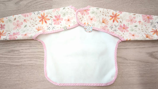 Bavaglino cerato con maniche - fantasia fiori