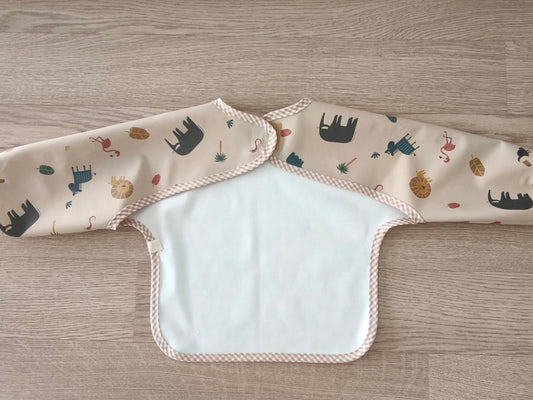 Bavaglino cerato con maniche - fantasia animaletti della foresta