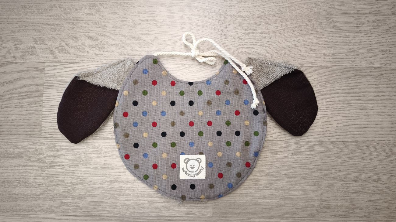 bavaglino a forma di musetto di bassotto - retro a pois
