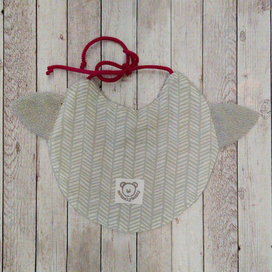 Retro di bavaglino per neonato a forma di musetto di gatto grigio chiaro