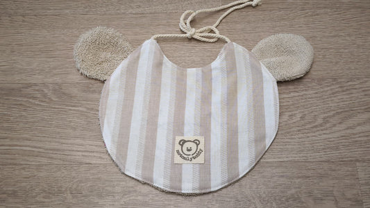 retro di bavaglino a forma di musetto di orso beige