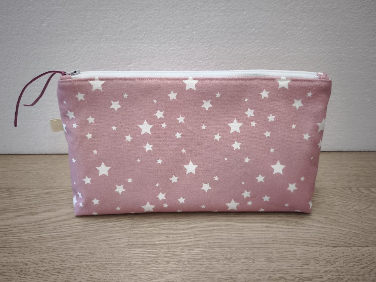 Beauty case portatutto – personalizzabile – coordinabile con fasciatoio - stelle su fondo rosa