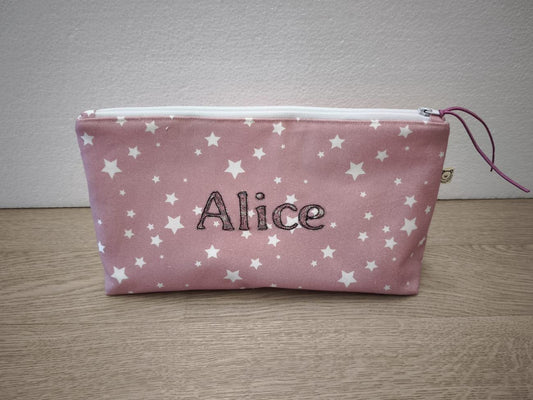 Beauty case portatutto – personalizzabile – coordinabile con fasciatoio - stelle su fondo rosa