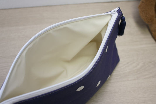 Beauty case portatutto – personalizzabile – coordinabile con fasciatoio - Pois - Blu