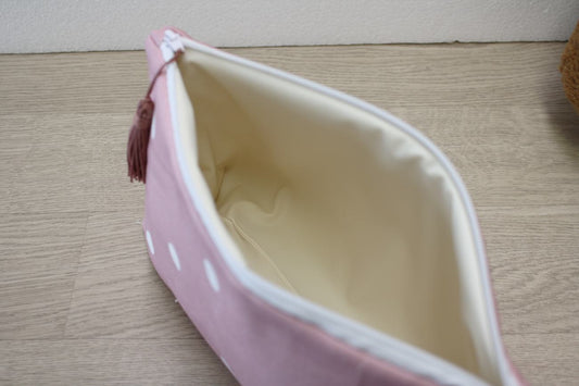 Beauty case portatutto – personalizzabile – coordinabile con fasciatoio - Pois - rosa