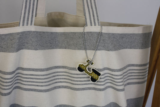 👜 Borsa mare capiente in tessuto arredo – Righe avorio e grigio scure 🩶🤍