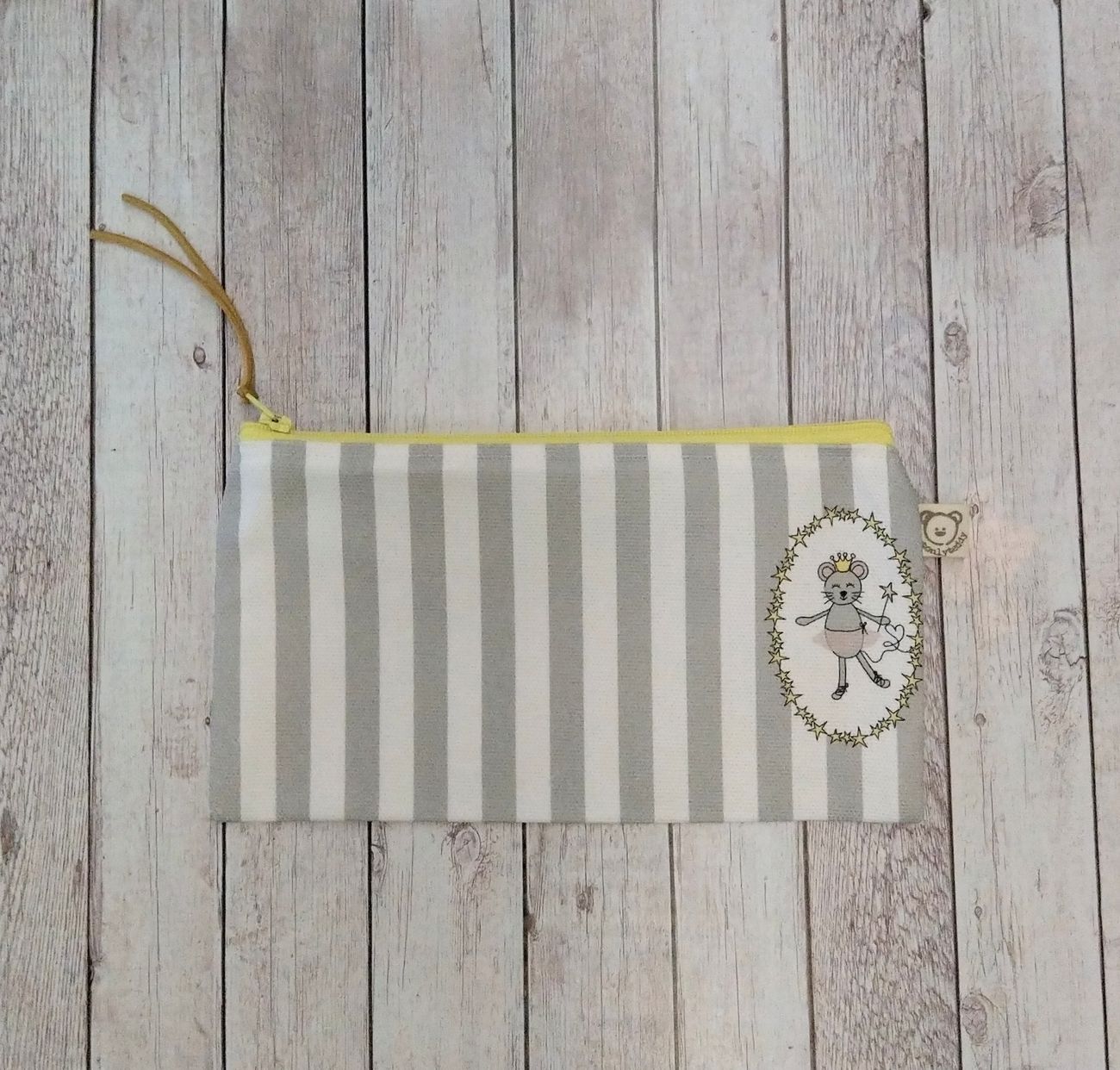 Bustina con cerniera - bustina in tessuto - righe e Topolina Ballerina