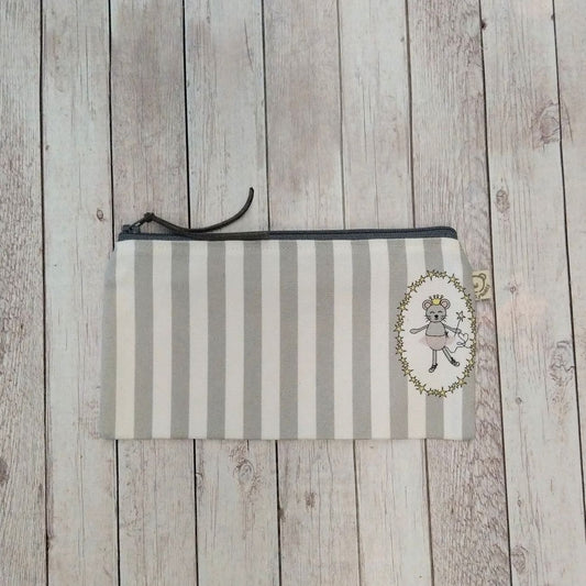 Bustina con cerniera - bustina in tessuto - righe e Topolina Ballerina