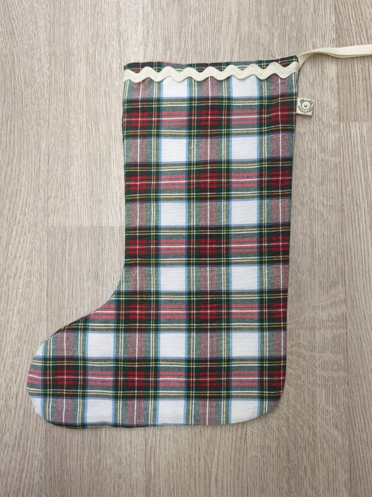 Calza natalizia da appendere in tessuto scozzese - personalizzabile