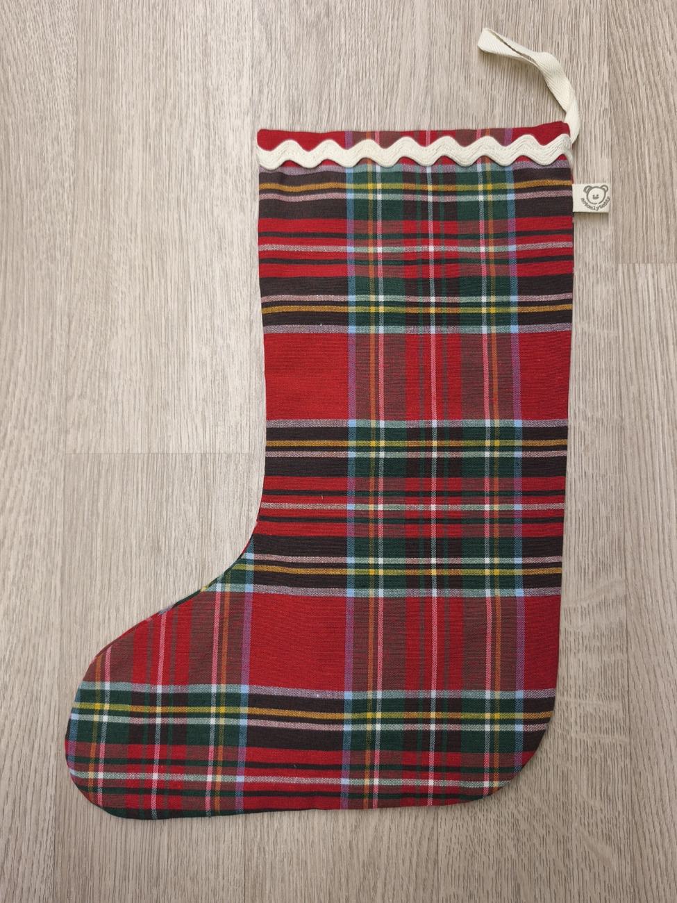 Calza natalizia da appendere in tessuto scozzese - personalizzabile