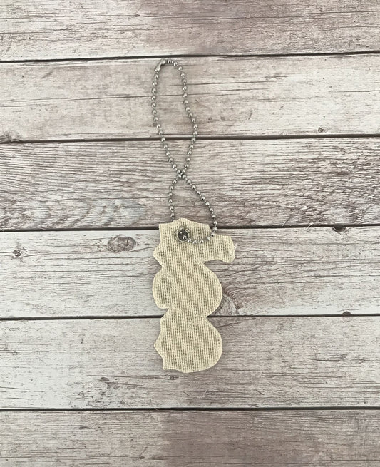 🐚 Tag decorativa in tessuto – Ricamo cavalluccio marino beige🐎🌊