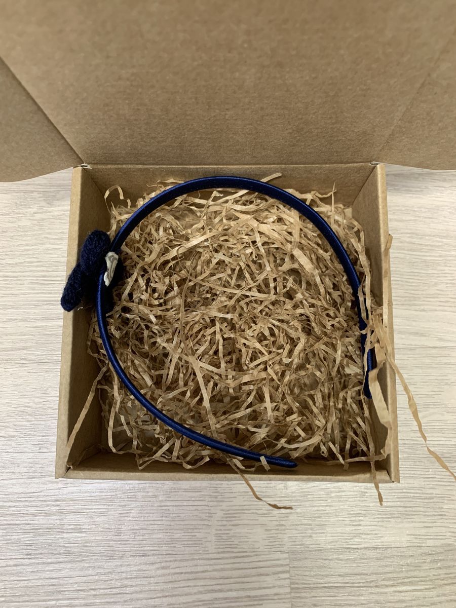 Cerchietto per bambina in raso blu con fiocchetto tricotin