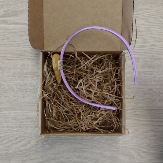 Cerchietto in raso lilla con gelatino