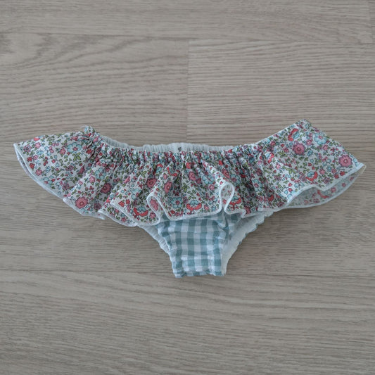 👙 Costume bambina in cotone - retrò con volant – Quadretti e righe 🌸 - taglia 1 anno pronta consegna🩷💚