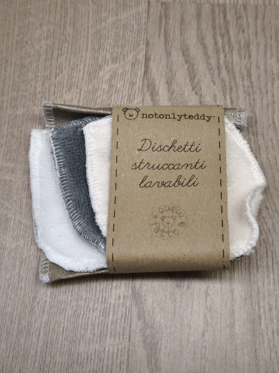 Set: 3 dischetti struccanti lavabili + bustina cerata oro