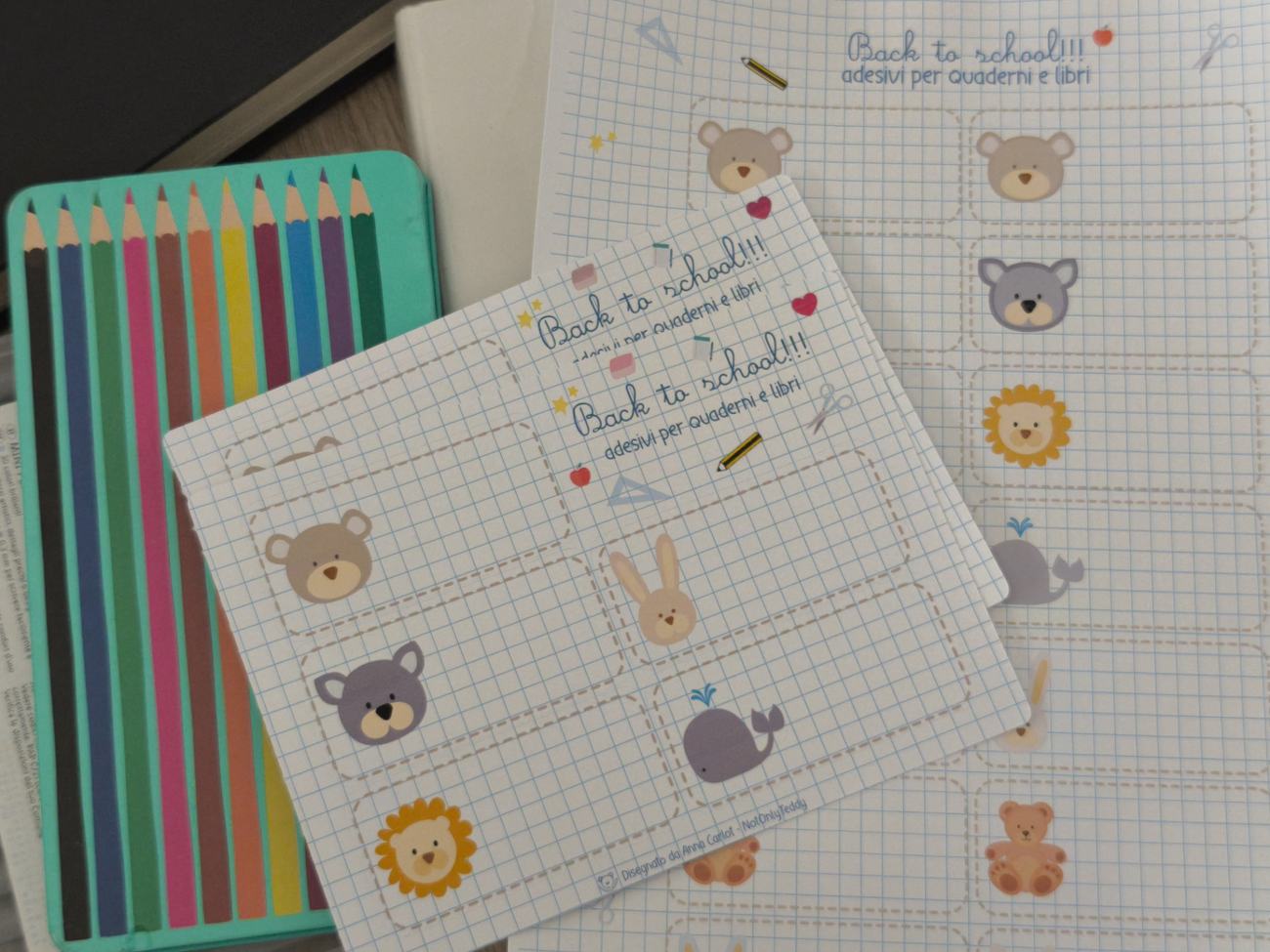 Etichette adesive per la scuola con animaletti NotOnlyTeddy