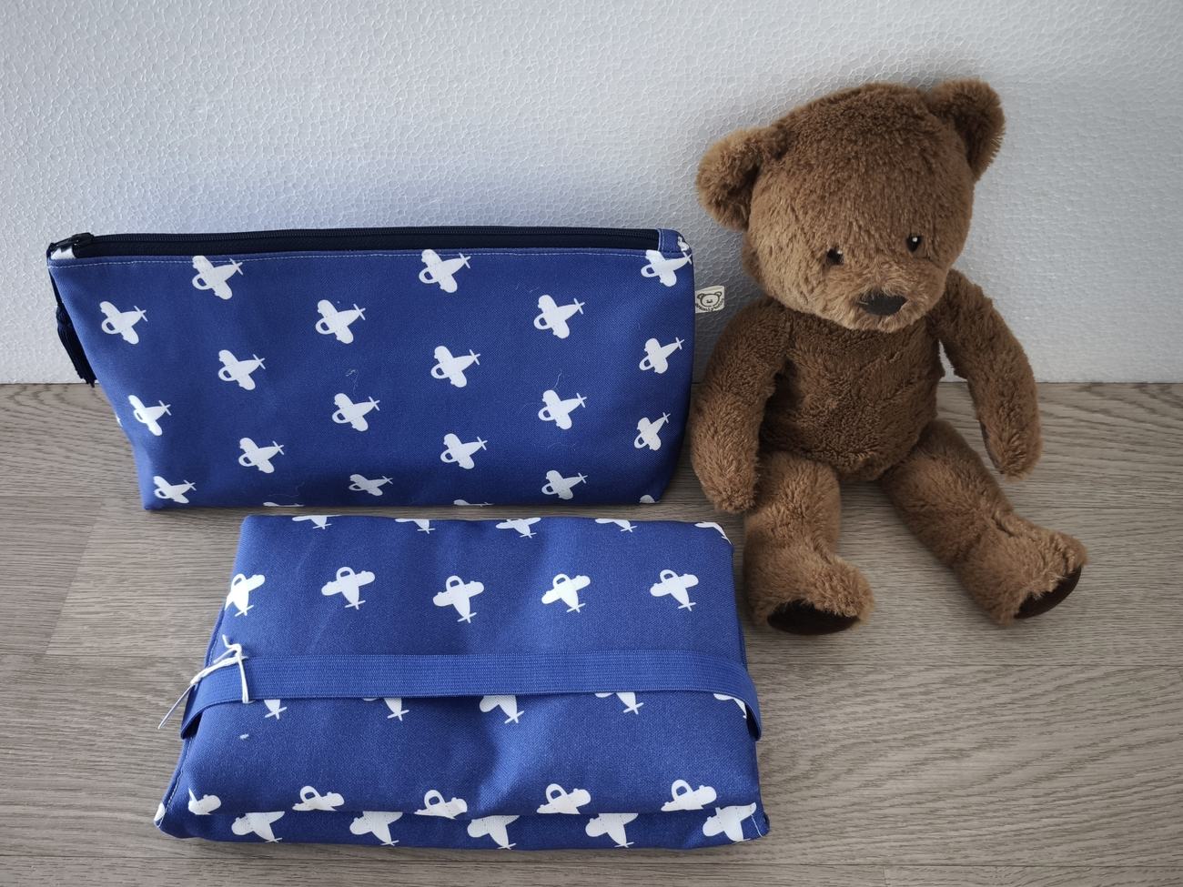 Fasciatoio da viaggio pieghevole con portapannolini – Aerei – personalizzabile
