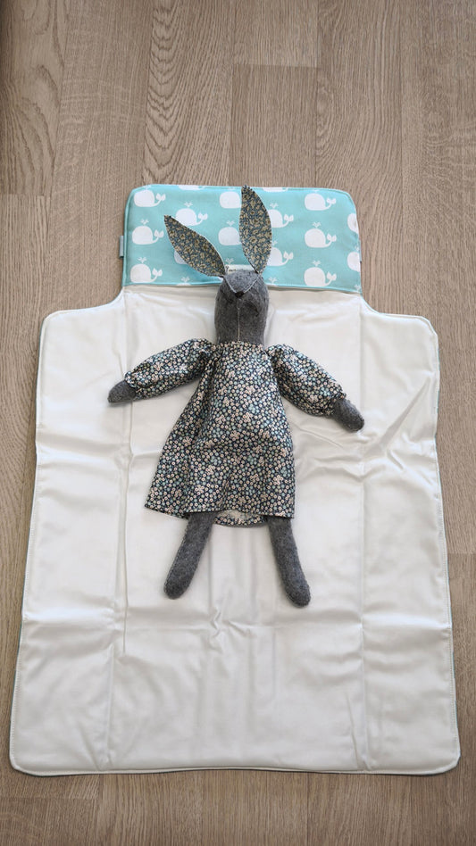 Fasciatoio portatile - Portapannolini verde acqua con balenine