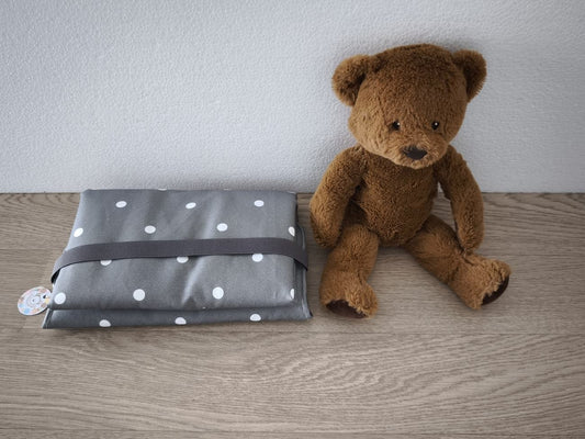 Fasciatoio portatile - Portapannolini grigio a pois con interno cerato animali