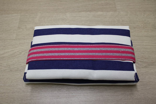 Fasciatoio portatile - Portapannolini a righe blu con interno cerato uccellini