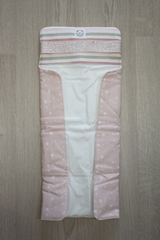 Fasciatoio da viaggio pieghevole con portapannolini – Rosa bacchette magiche – personalizzabile