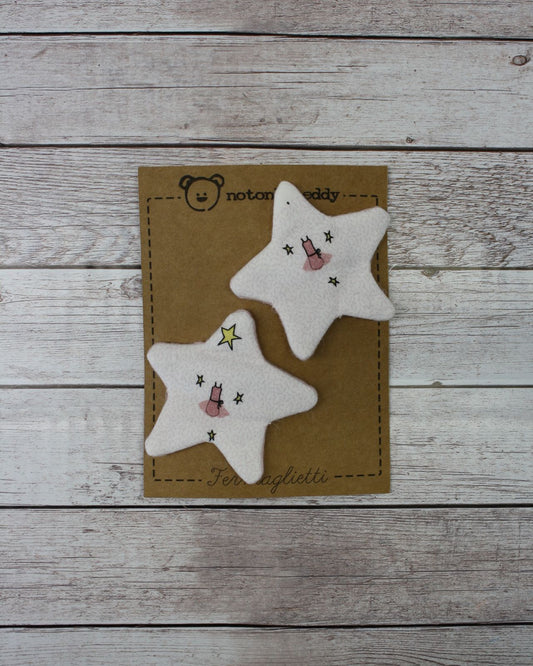 fermaglietti per bambina a forma di stella in tessuto stampato