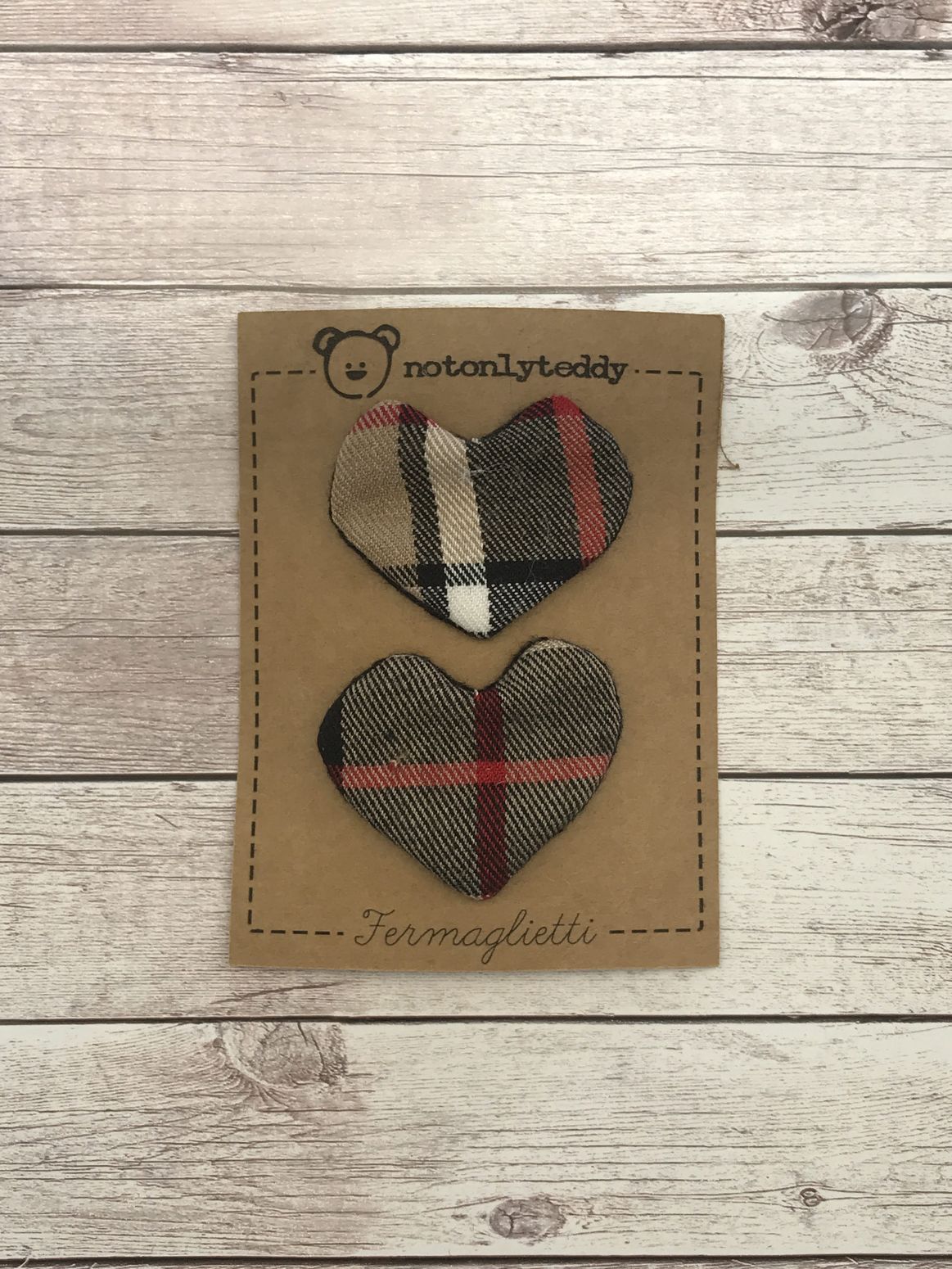 Fermaglietti bambina - tartan beige