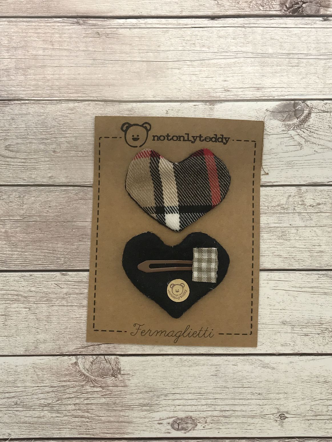 Fermaglietti bambina - tartan beige