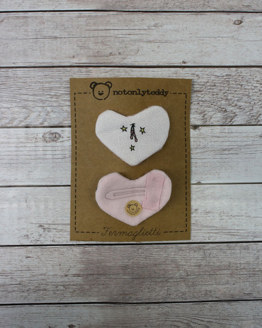 Fermaglietti cuore - cotone con scarpette da punta e stelline