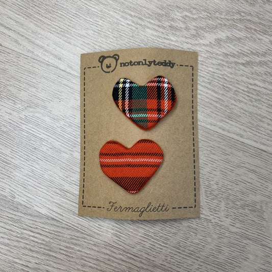 Fermaglietti Piccoli per bimba - Tartan rosso