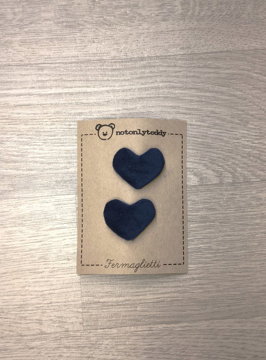 Fermaglietti per bimba a forma di cuore - versione piccolissima - Velluto in varie varianti colore