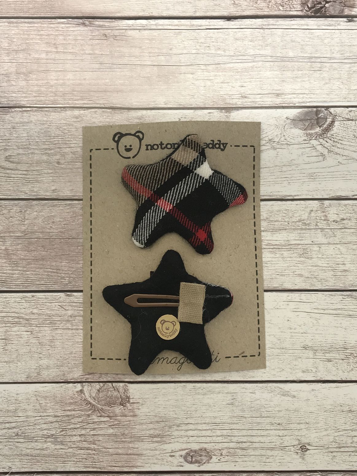 Fermaglietti bambina - tartan beige