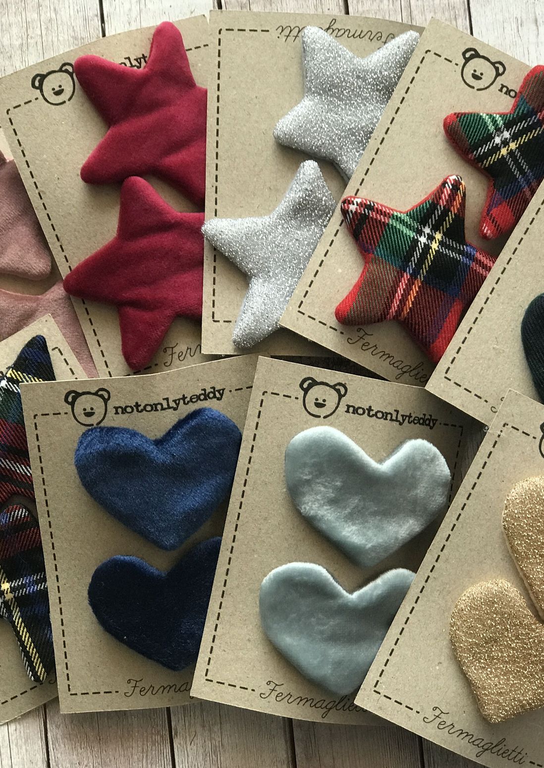 Fermaglietti bambina - tartan beige