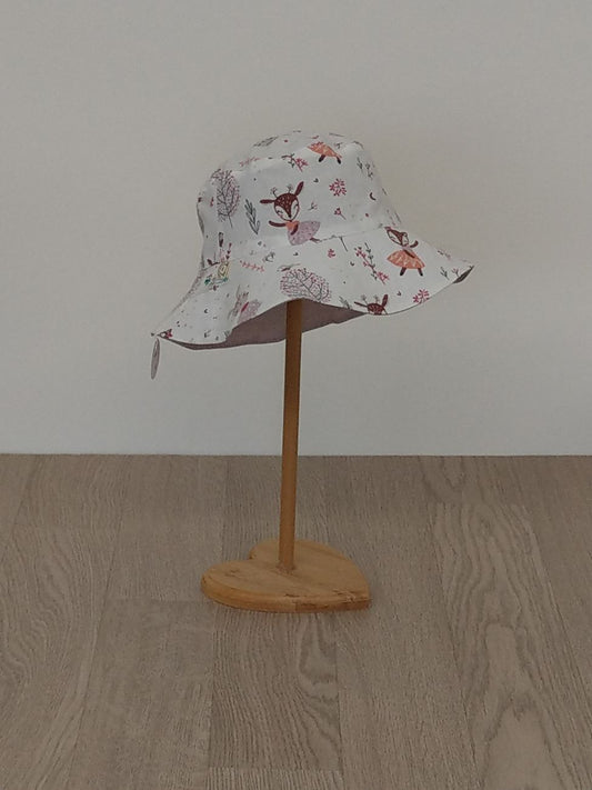 Cappellino pescatore bambino, cappellino parasole, cappellino double-face, tessuto con animaletti - Taglia 6-8 anni
