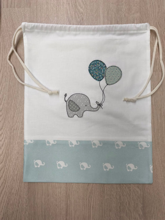 sacca asilo o sacchetto neonato - fantasia azzurro acqua