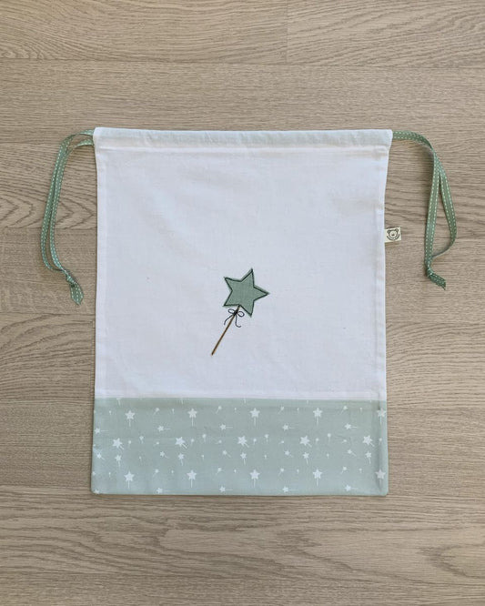 Sacchetto asilo “Bacchetta magica” – personalizzabile, con chiusura a coulisse