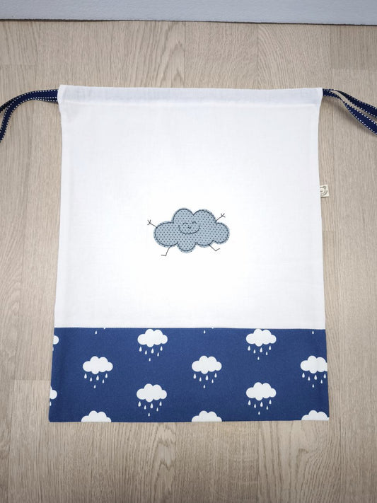Sacchetto asilo “Nuvoletta” – personalizzabile, con chiusura a coulisse