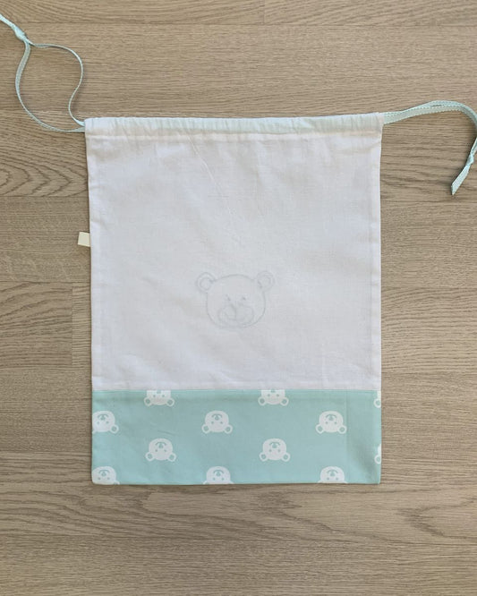 Sacchetto semplice bianco e azzurro aqua - orsetti COMPONIBILE